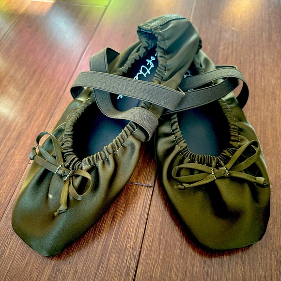 Olive Satin Ballet Shoe - Picture 2 of 5